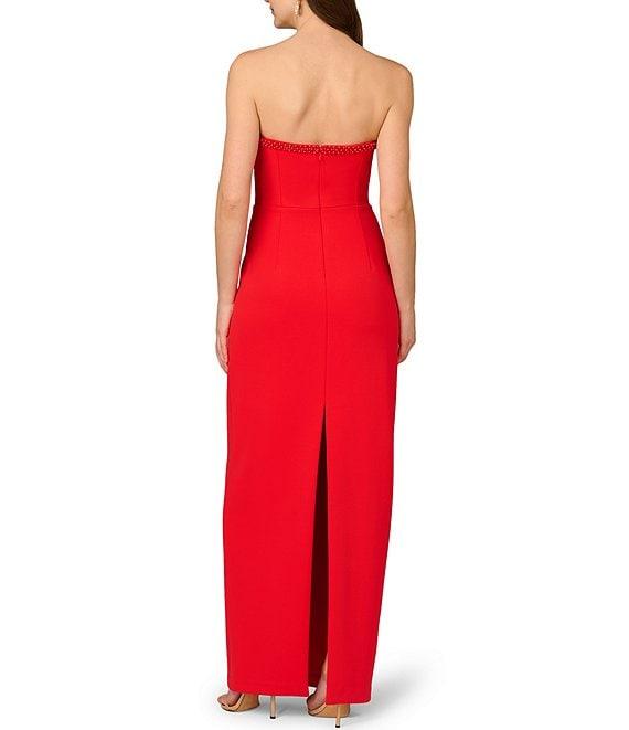 Aidan Mattox Beaded Strapless Bonded Crepe Column Gown Product Image