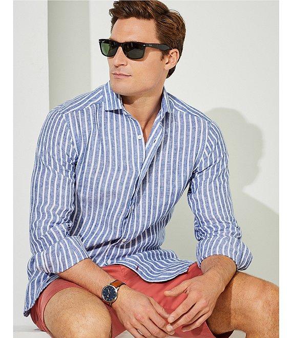 Cremieux Blue Label French Linen Stripe Long Sleeve Woven Shirt Product Image