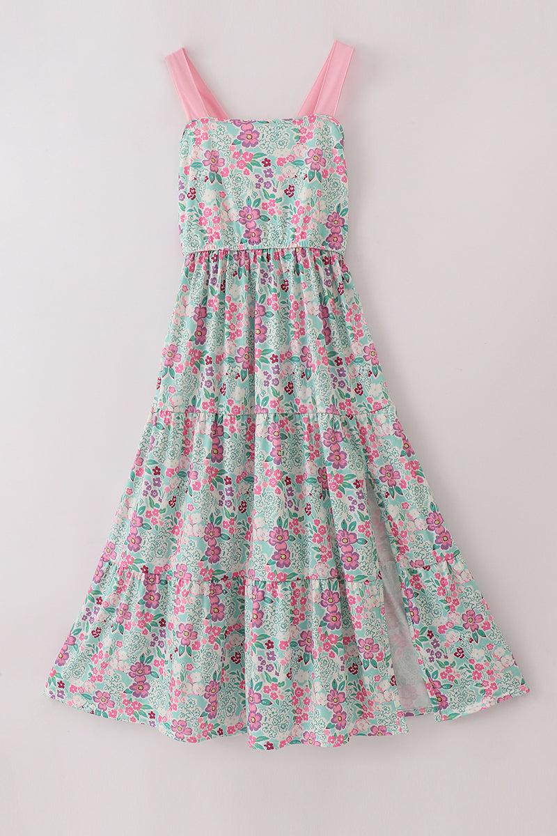 Bow applique print mom&me dress Product Image