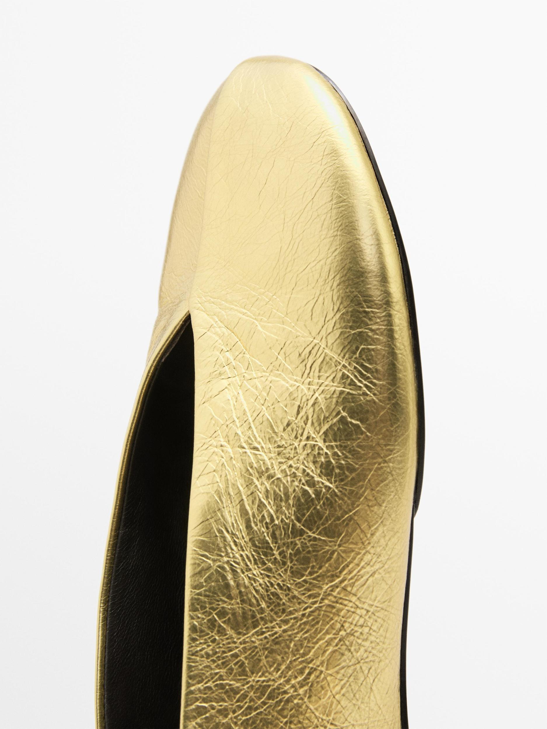 Metallic leather ballerinas Product Image