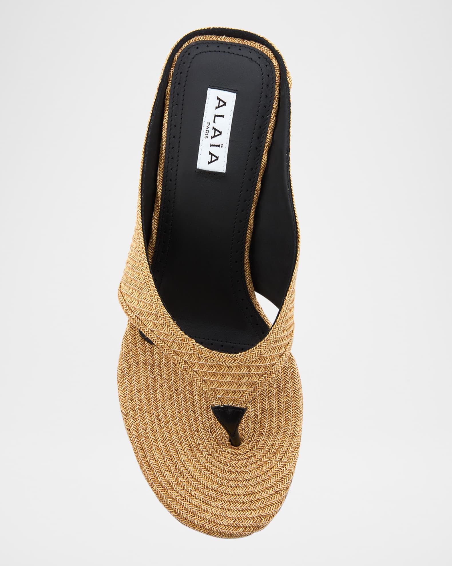 Raffia Wedge Thong Sandals Product Image