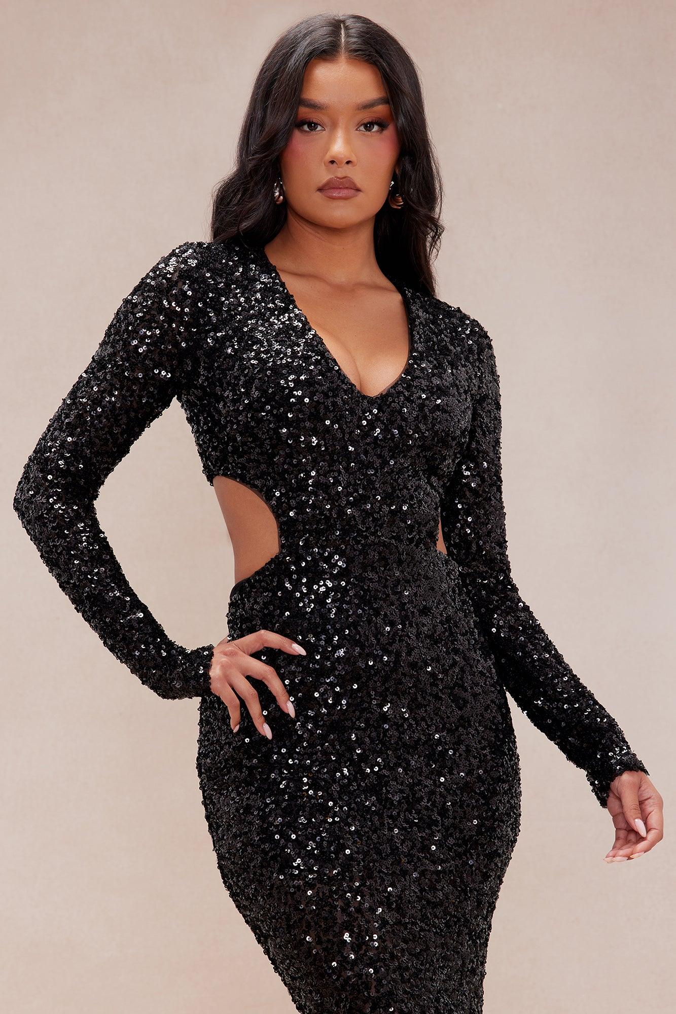 Madeline Embellished Maxi Dress - Black Product Image