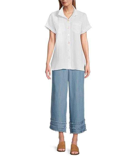 John Mark Frayed Pull-On Wide Leg Pants Product Image