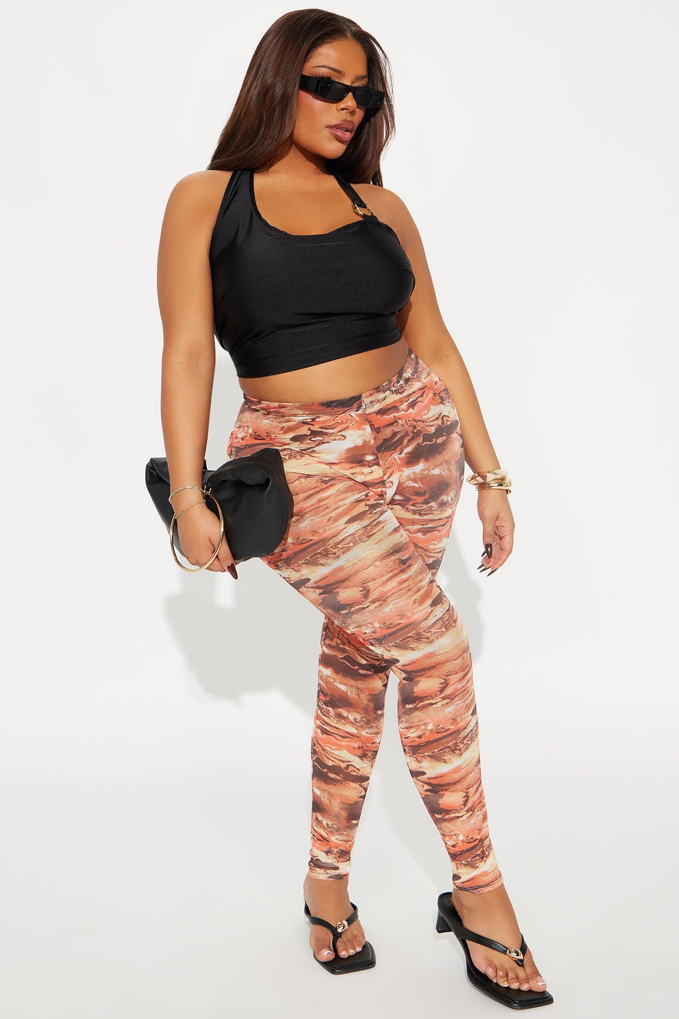 Amara Mesh Legging - Orange/combo Product Image