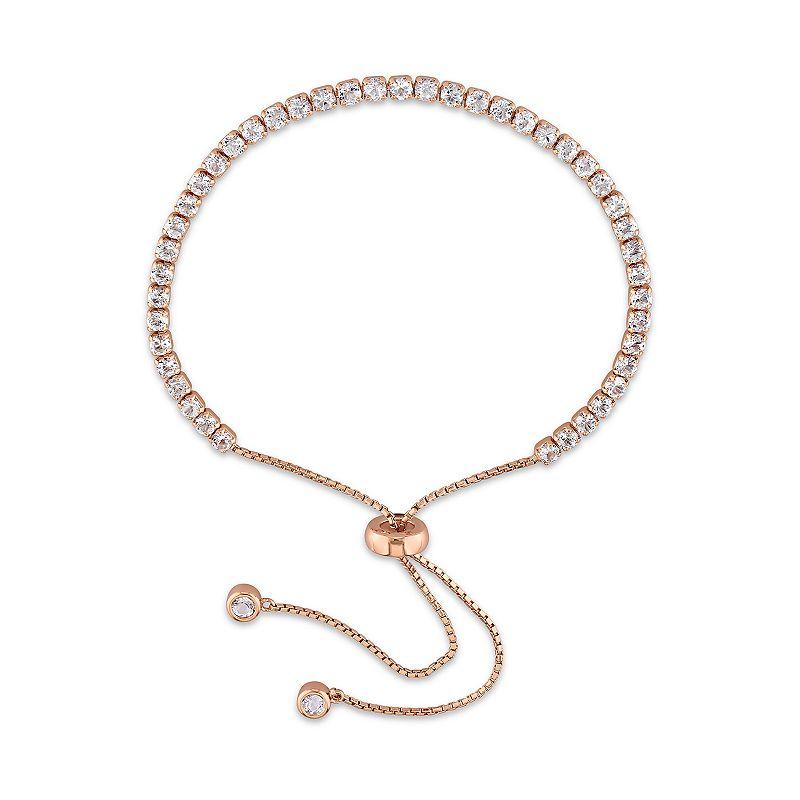Stella Grace Rose Gold Tone Sterling Silver White Topaz Bolo Bracelet, Women's, Size: 7" Product Image