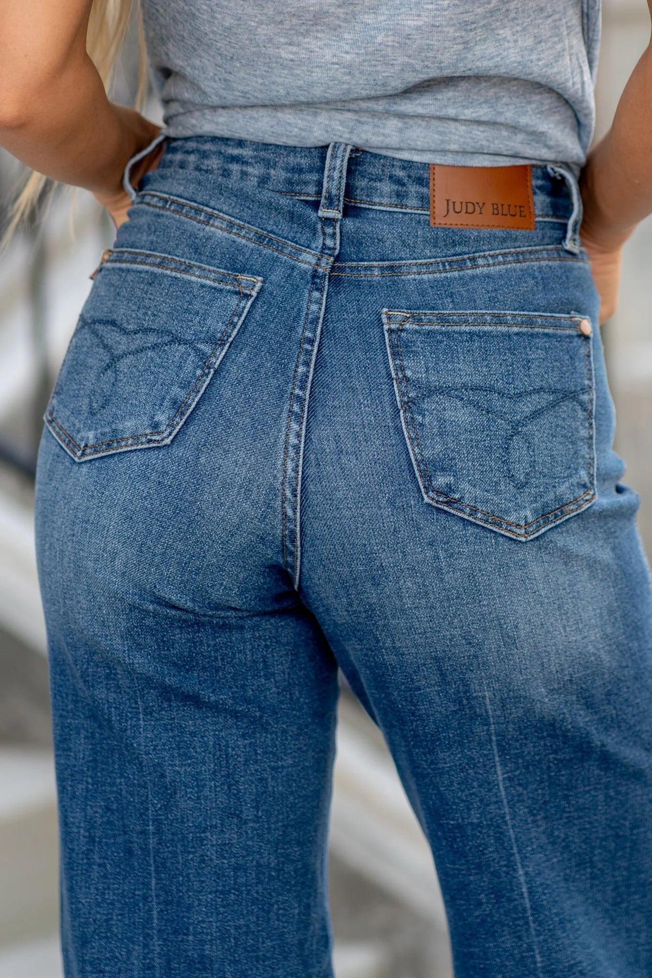 88847   Karody Hi-Rise Tummy Control Wide Leg Judy Blue Jeans Product Image