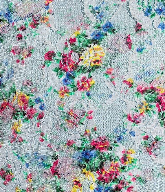 Honey & Sparkle Ditsy Floral Print V-Neck Sleeveless Ruffle Edge Lined Lace Top Product Image