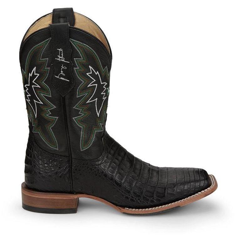 SALE Justin® Men's Haggard 11" Black Caiman Square Toe Boots Product Image