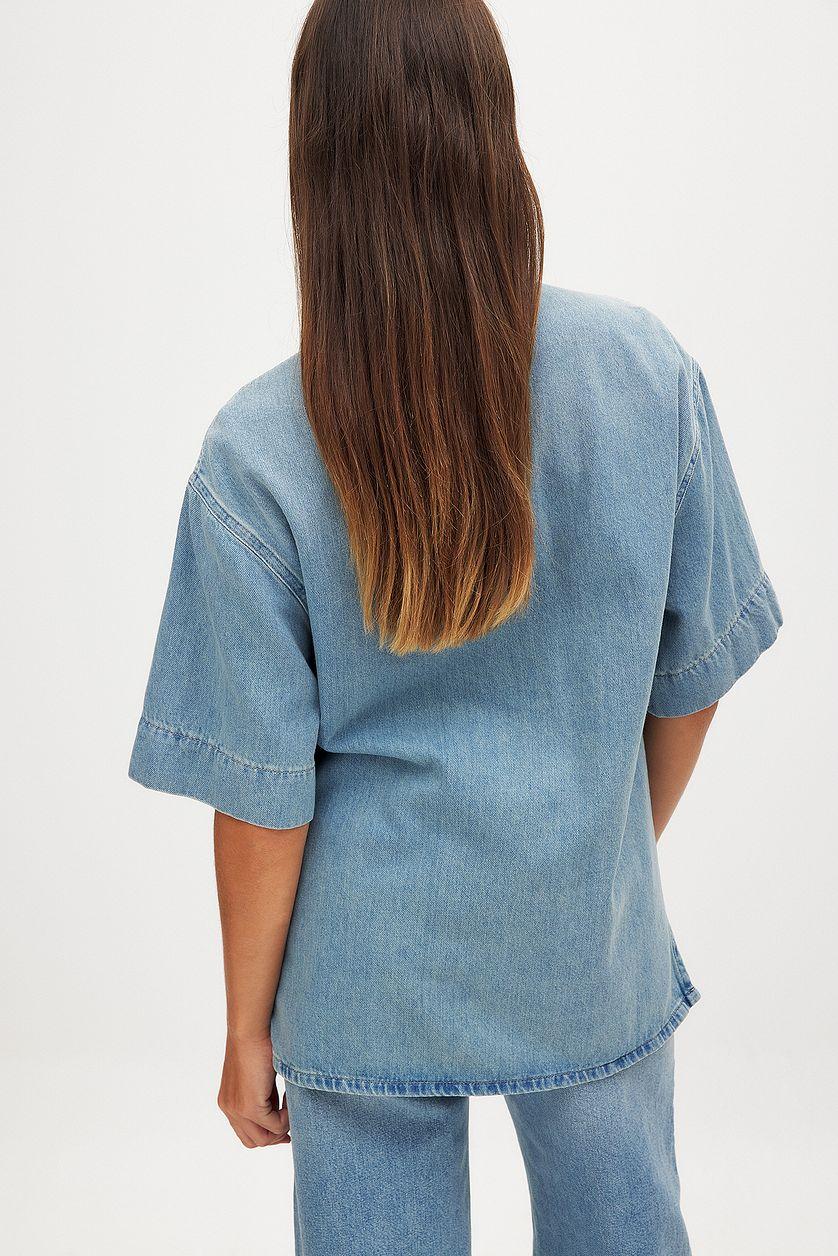 Short Sleeve Denim Shirt Product Image