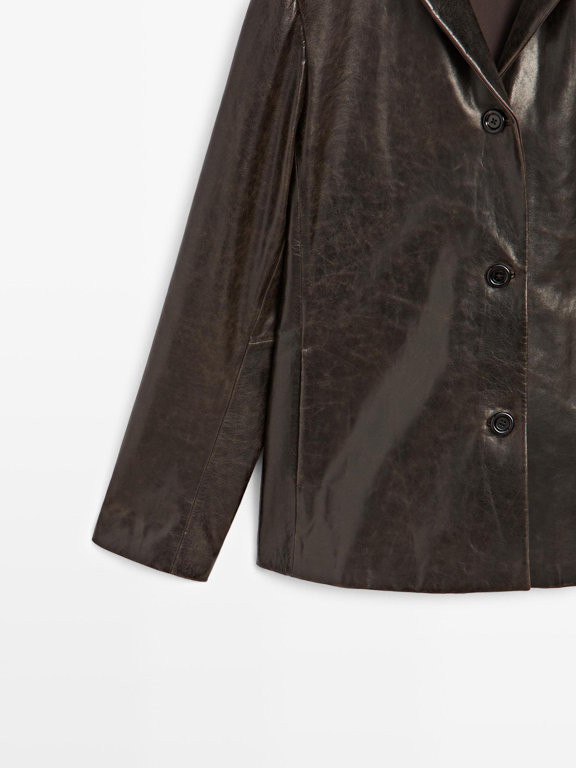 Nappa leather blazer with distressed finish Product Image