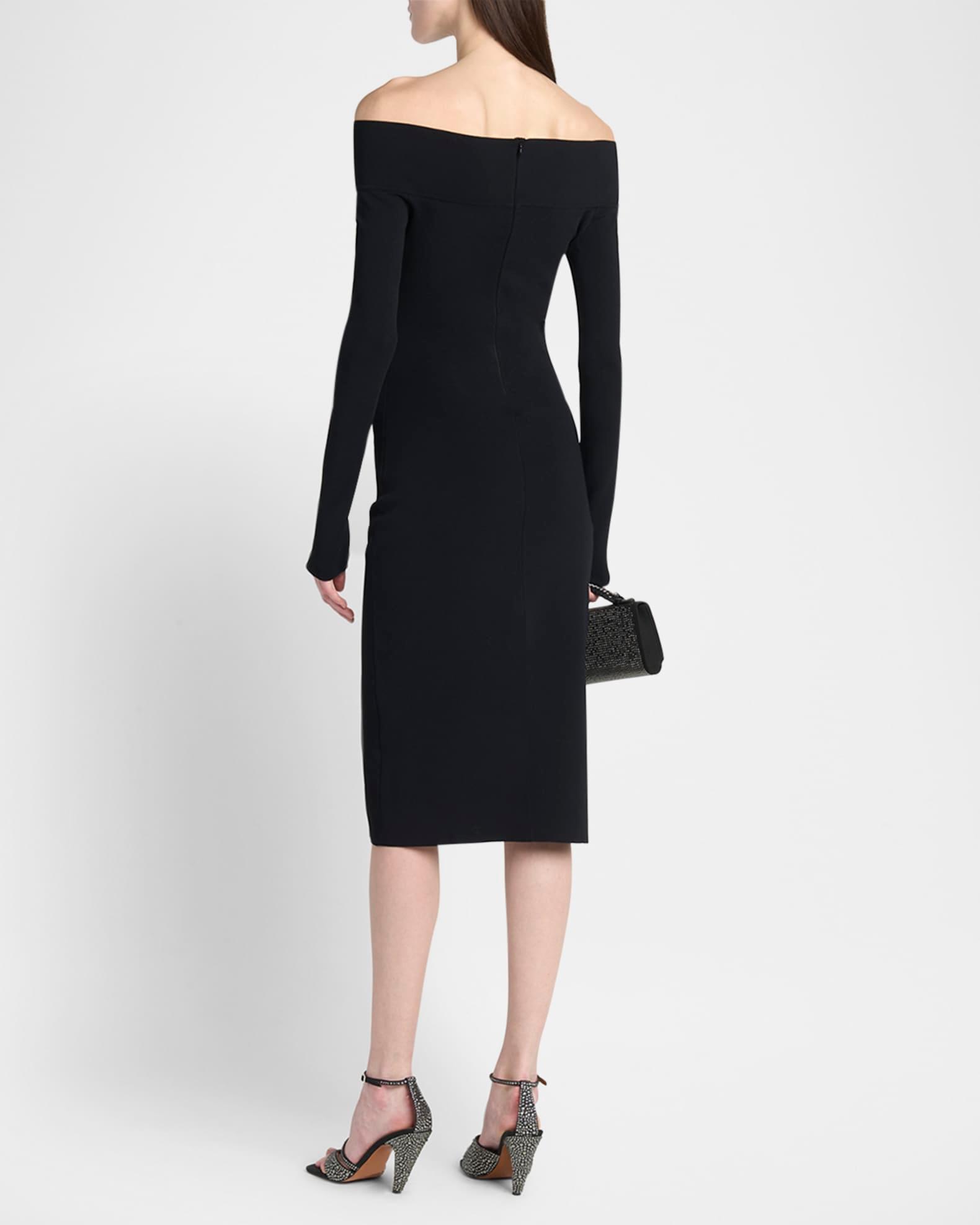Off-the-Shoulder Compact Knit Midi Dress Product Image
