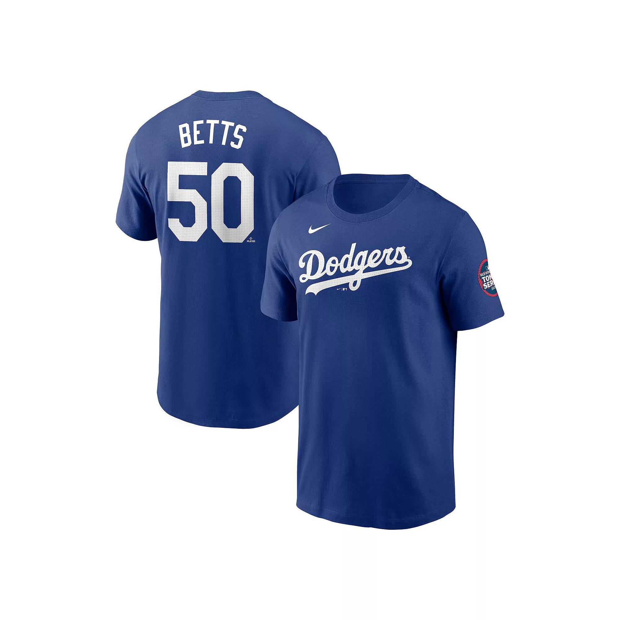 Men's Nike Mookie Betts Royal Los Angeles Dodgers 2025 MLB World Tour: Tokyo Series Name & Number T-Shirt, Size: Large, Blue Product Image