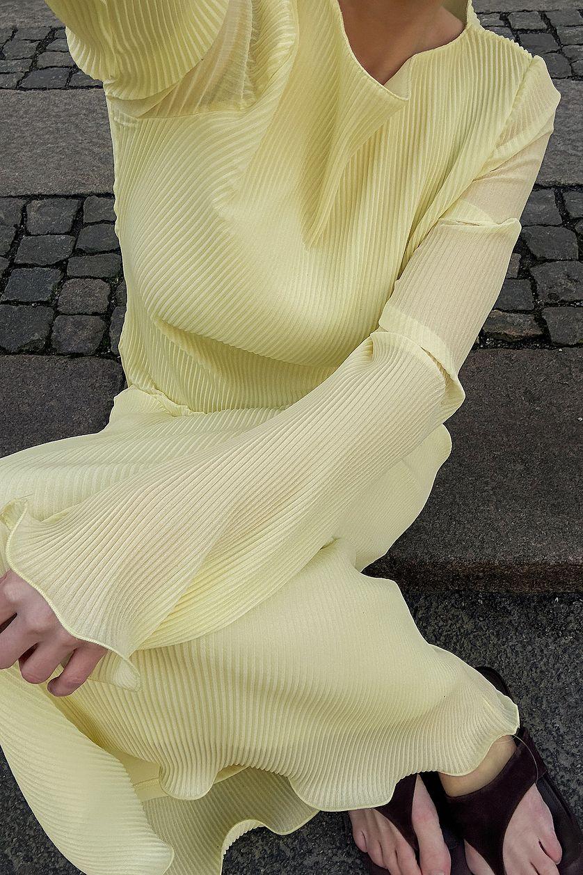 Long Sleeve Plisse Maxi Dress Product Image