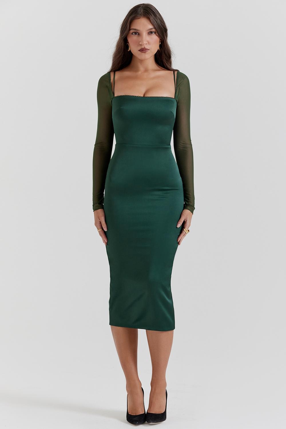 Ellica  emerald green midi dress Product Image
