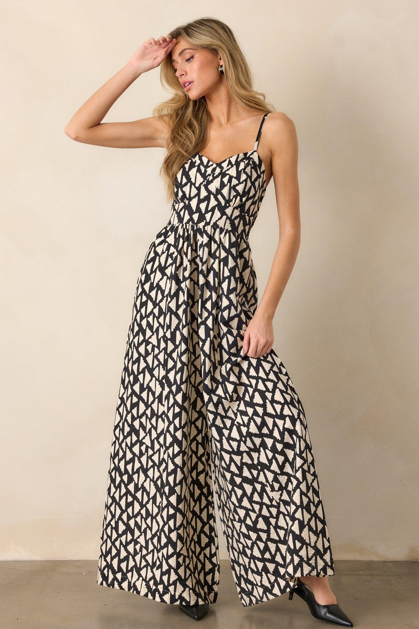 Gallery Stroll Black Geometric Print Jumpsuit Product Image