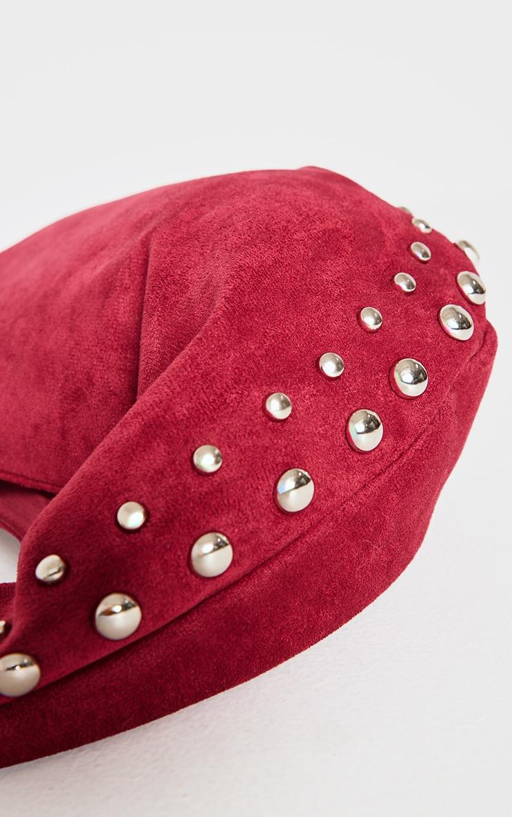 Burgundy Faux Suede Studded Shoulder Bag Product Image
