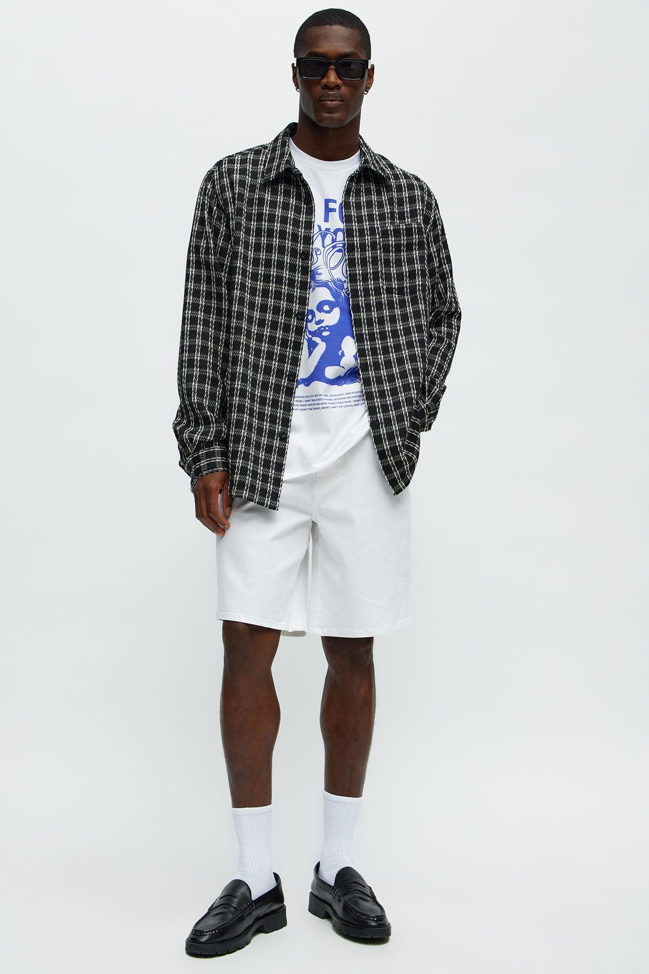 Mike Relaxed Denim Shorts - White Product Image