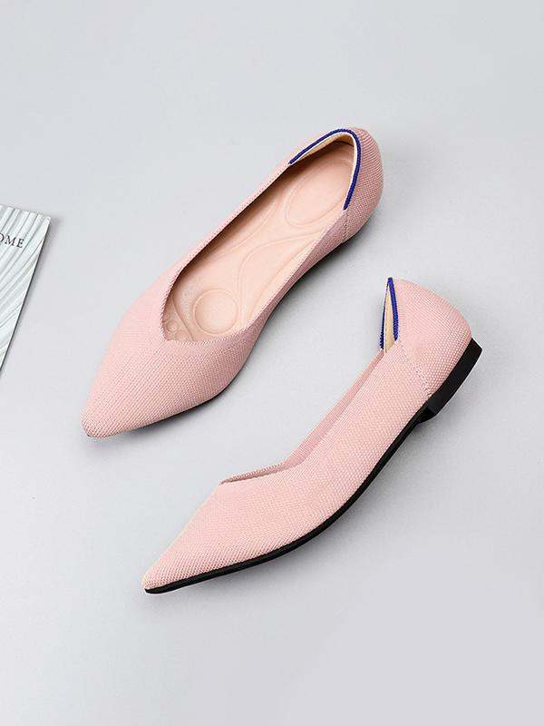 Pointed-Toe Shallow Cut Split-Joint Flat Shoes Product Image