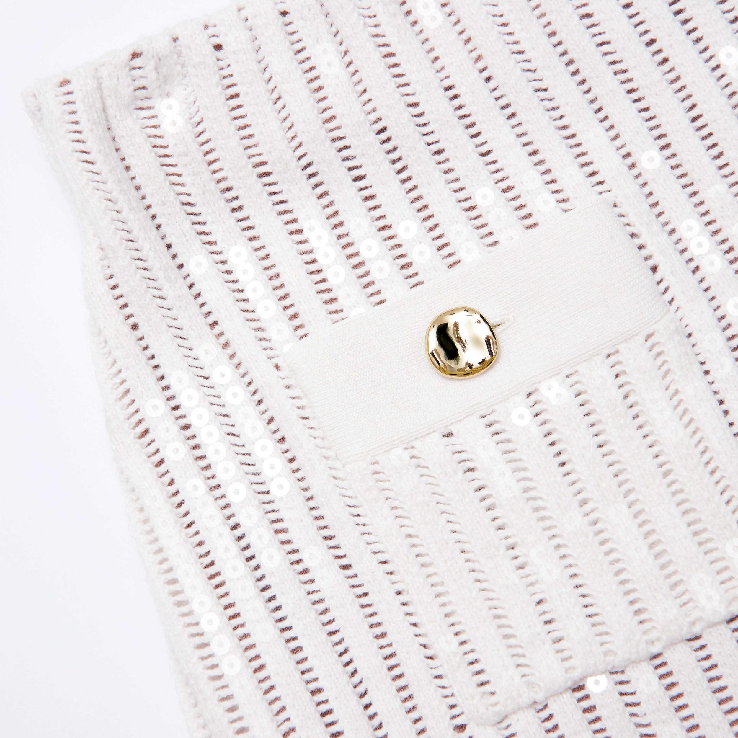 White Sequin Crochet Top Product Image