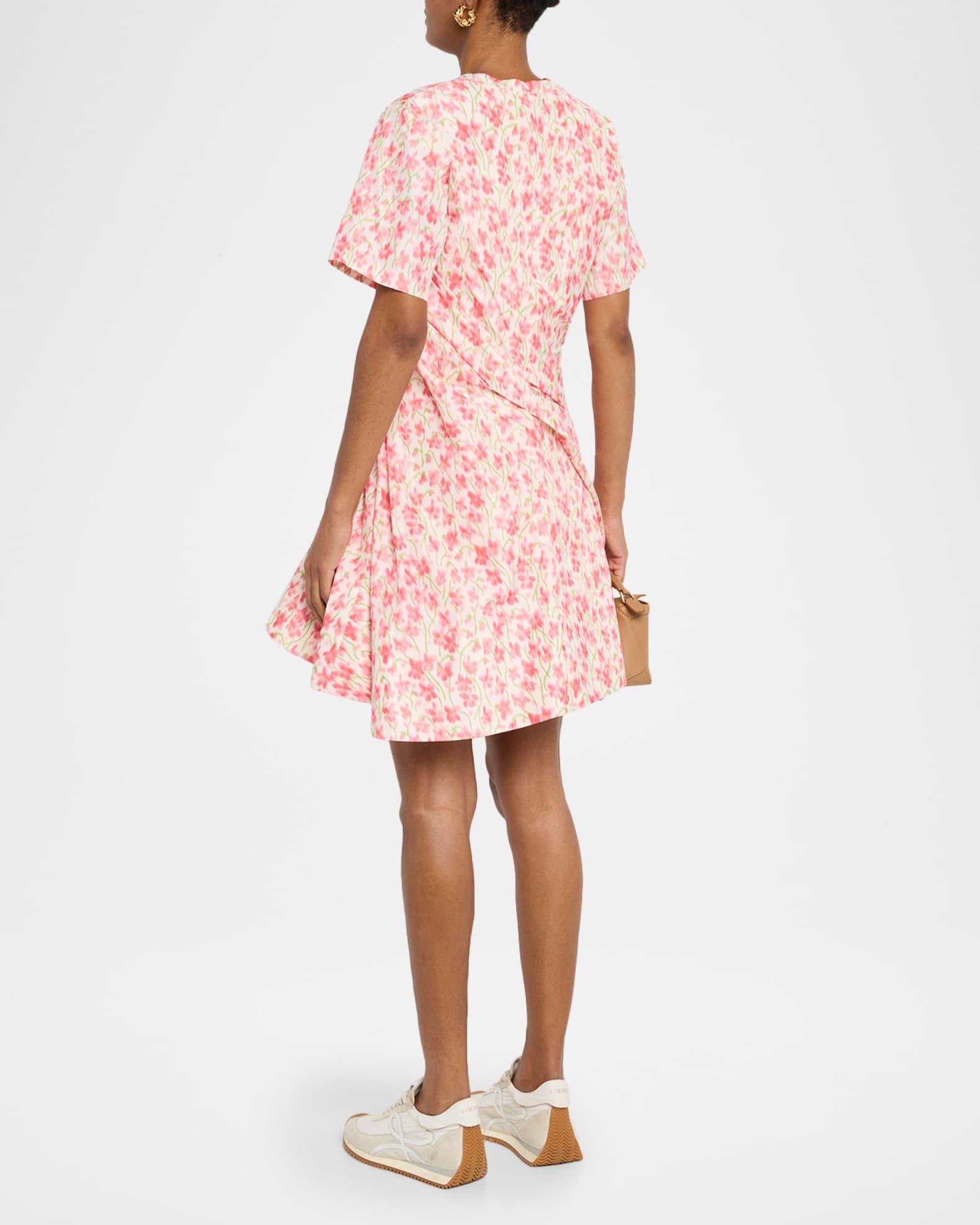 Floral-Print Short-Sleeve Twisted Mini Dress Product Image