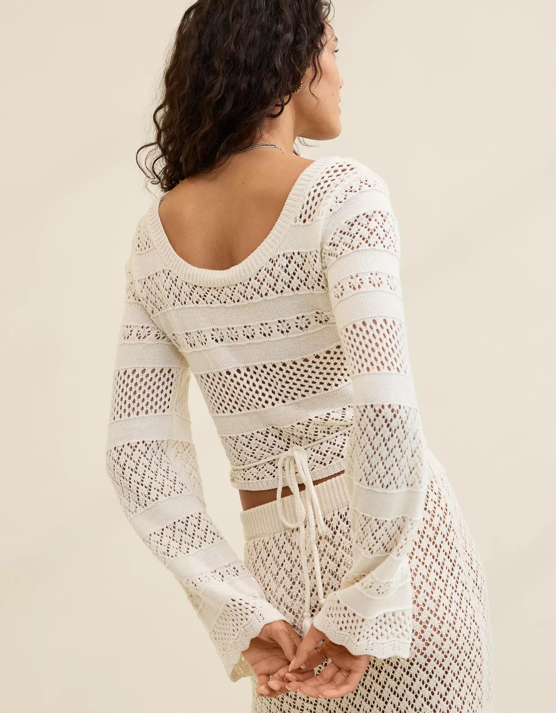 Aerie Reversible Crochet Wrap Sweater Women's Product Image
