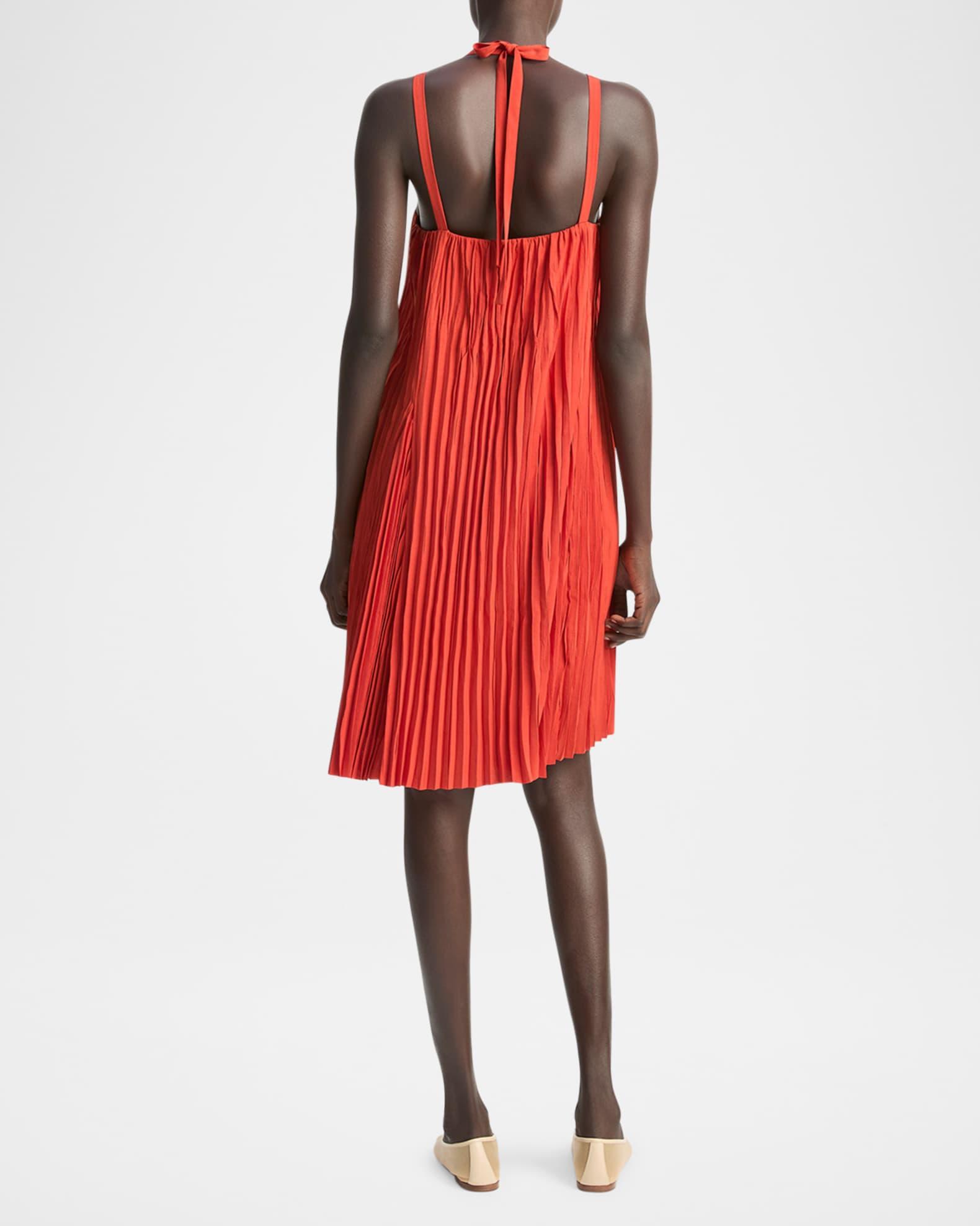 Pleated A-Line Halter Dress with Pockets Product Image