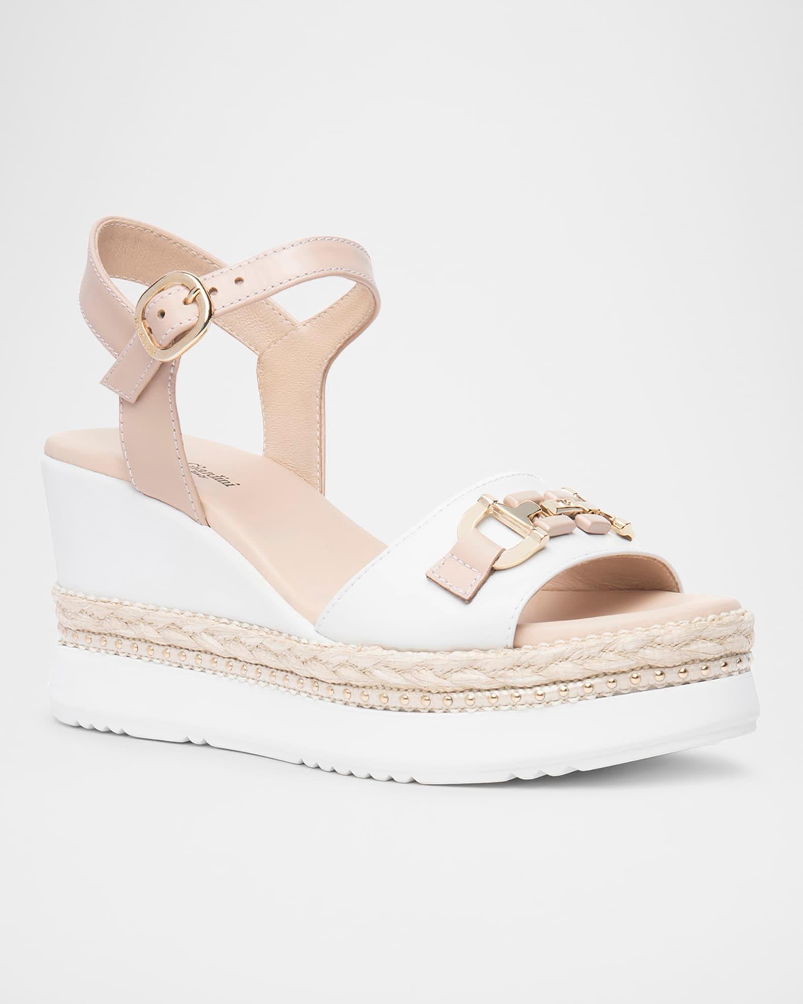 Leather Horsebit Roped Platform Wedge Sandals Product Image