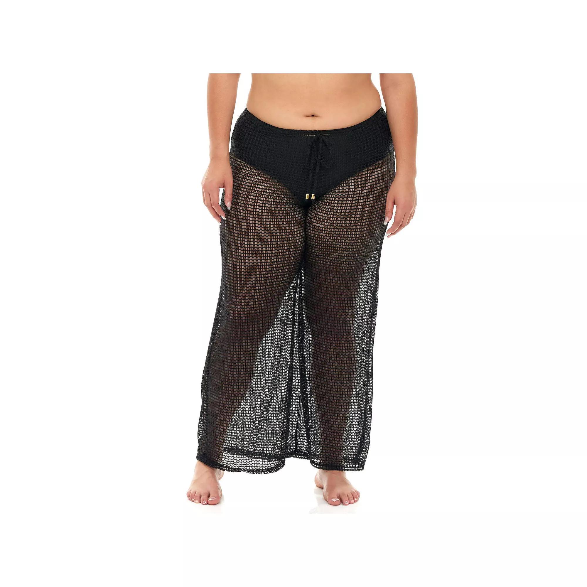 Plus Size Jordan Taylor Wide-Leg Swim Cover-Up Pants, Women's, Size: 3XL, Black Product Image