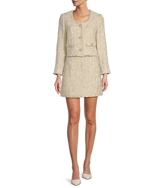 Antonio Melani Paris Metallic Tweed A-Line Coordinating Mini Skirt Product Image