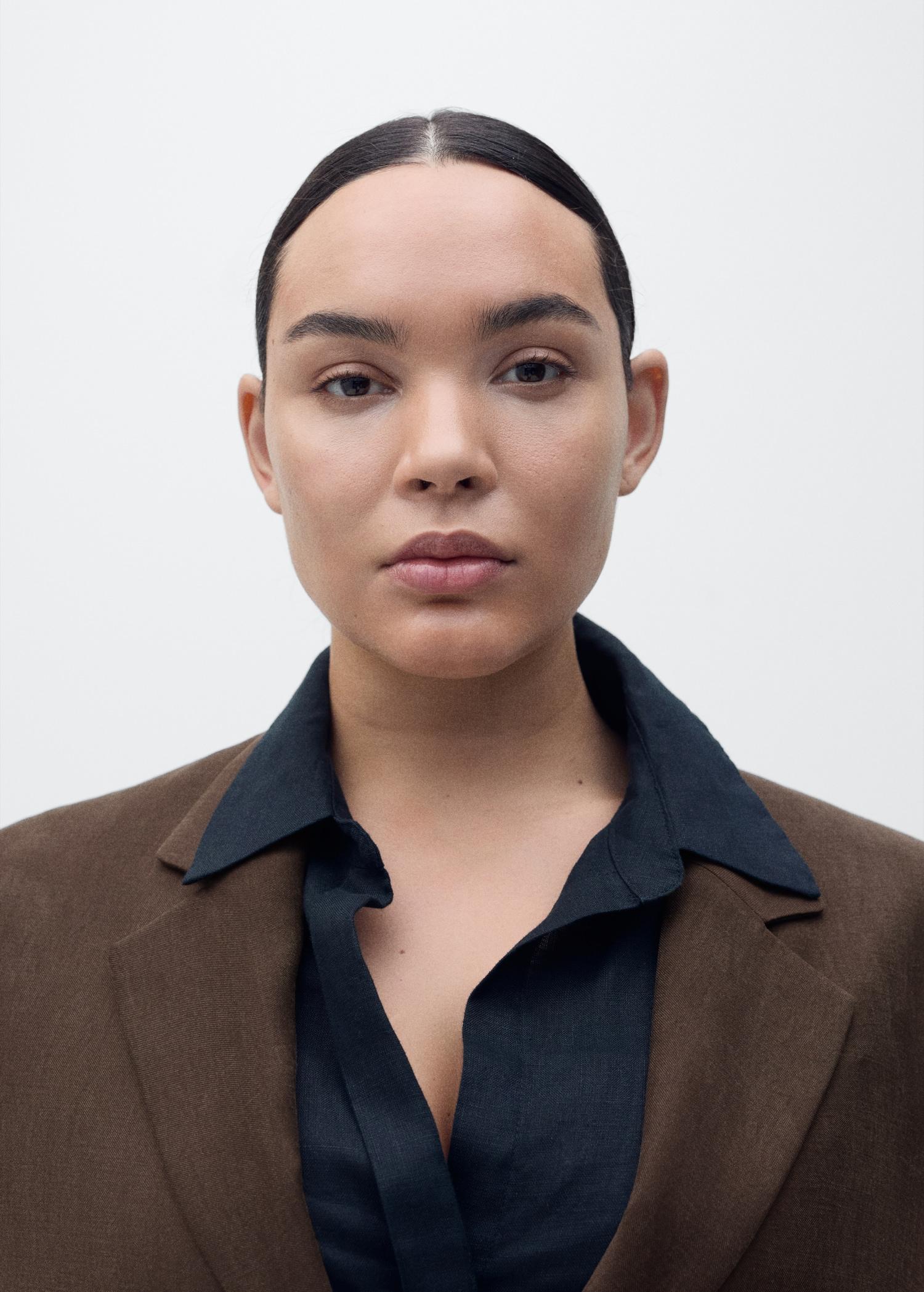 Straight-fit lyocell suit blazer - Women | MANGO USA Product Image