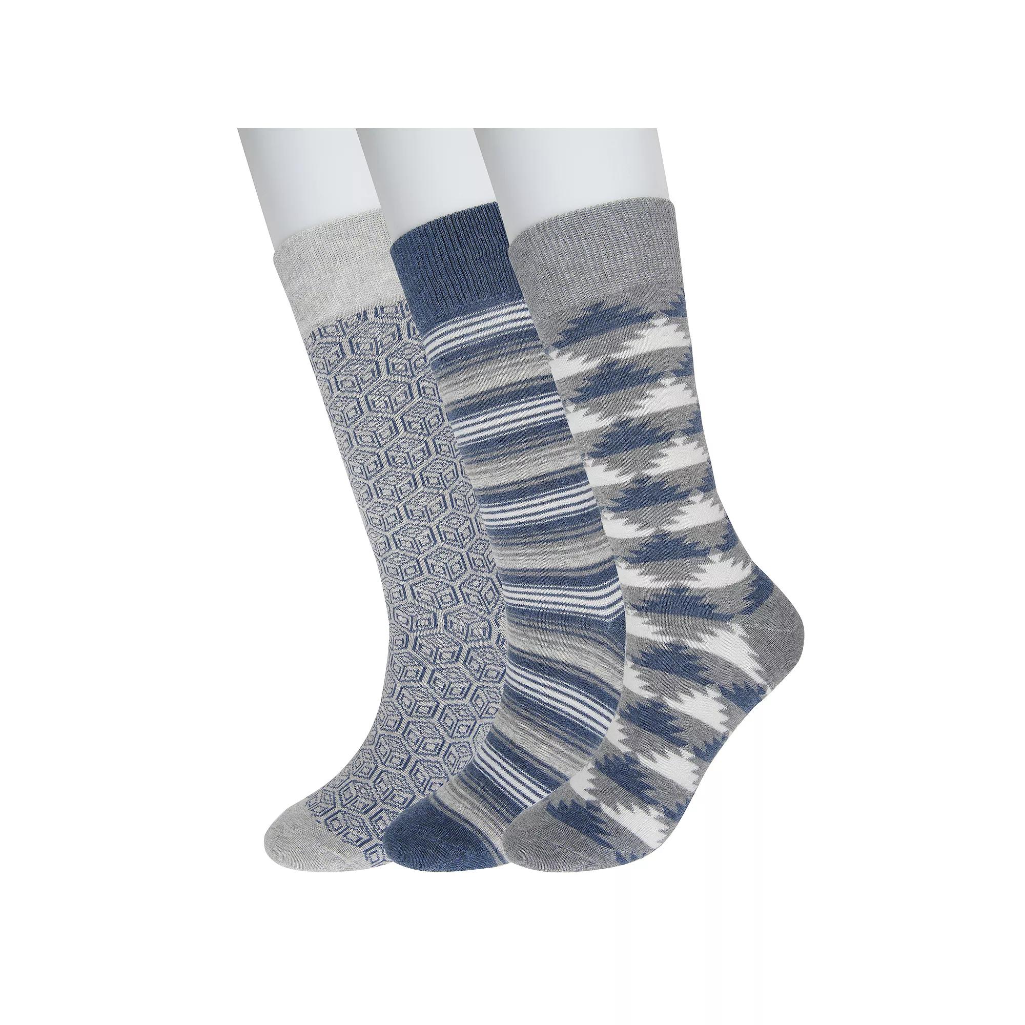 Men's Sonoma Goods For Life® 3-pack Patterned Dress Socks, Ikat Gray Product Image