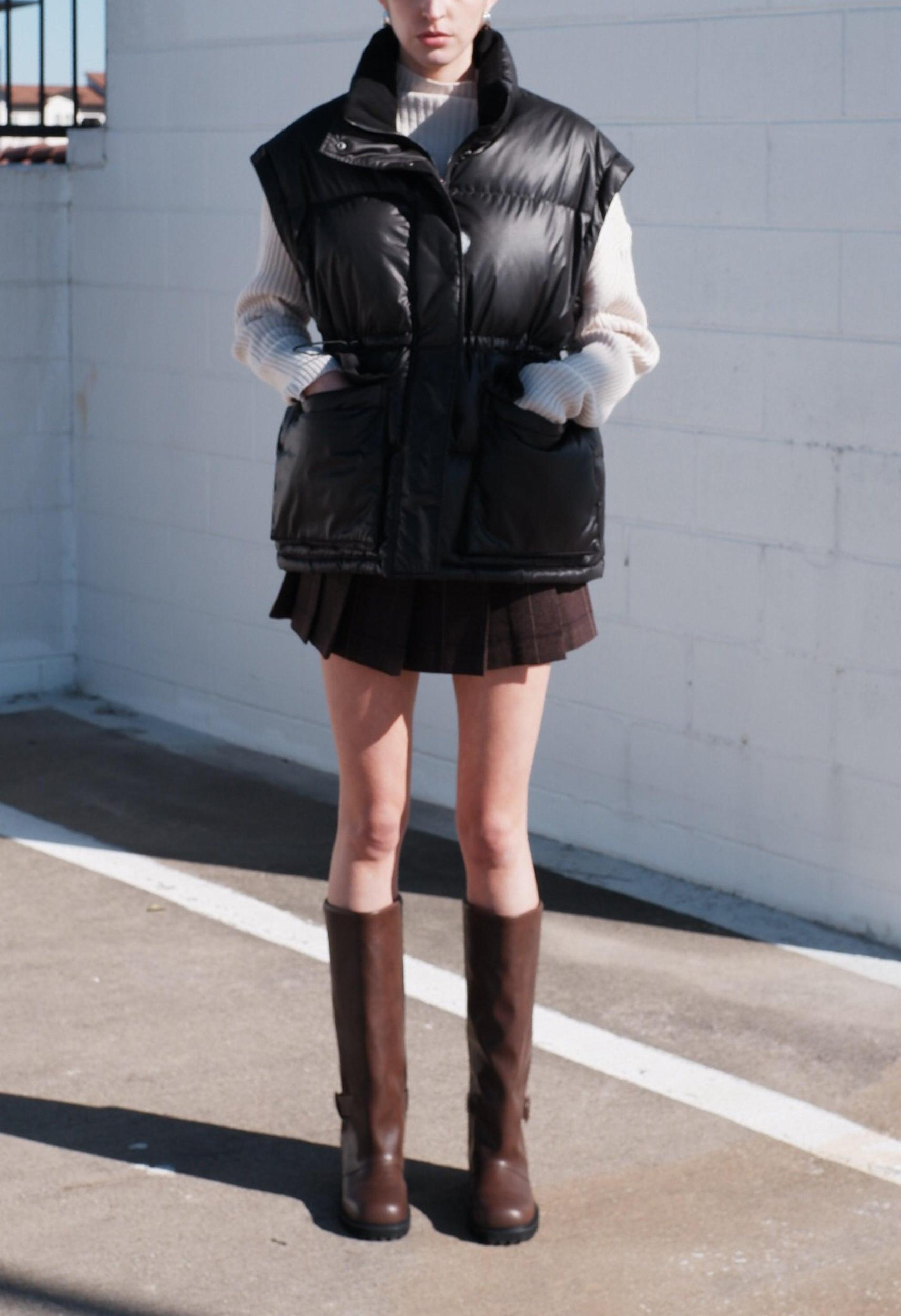 Brown Plaid Buckle Skort Product Image