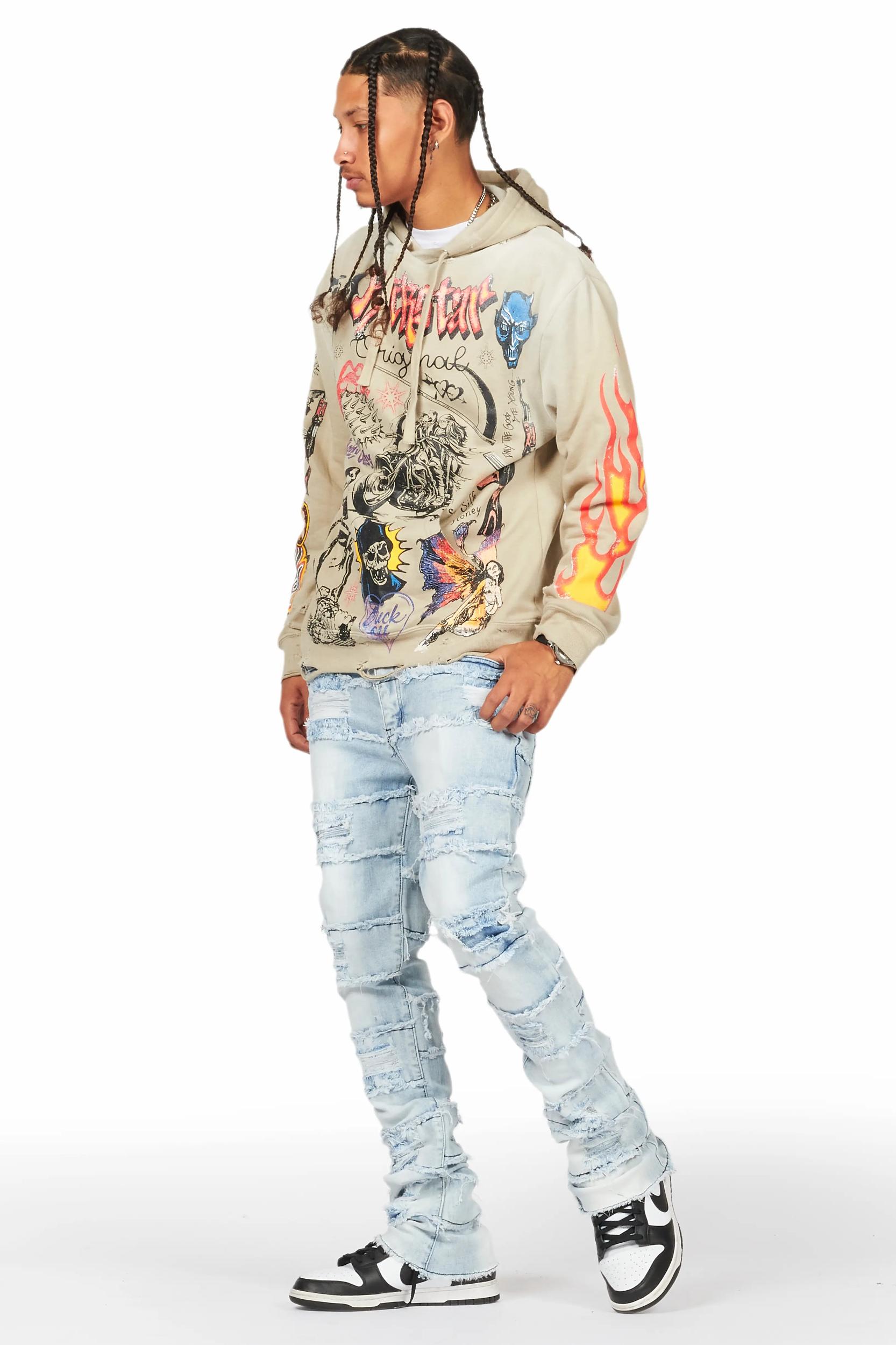 Sten Blue Stacked Flare Jean Male Product Image