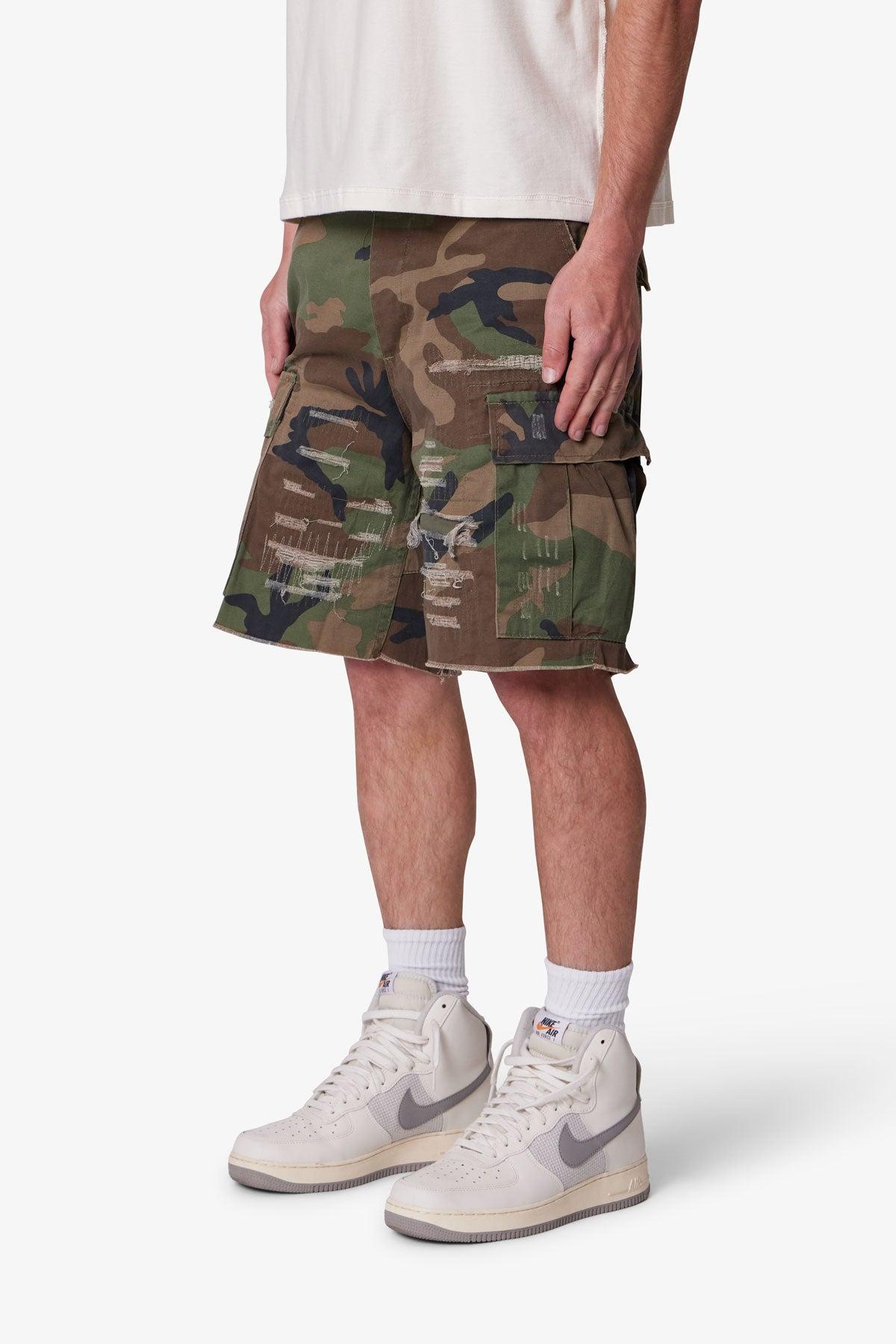 Distressed Cargo Shorts - Camo Product Image