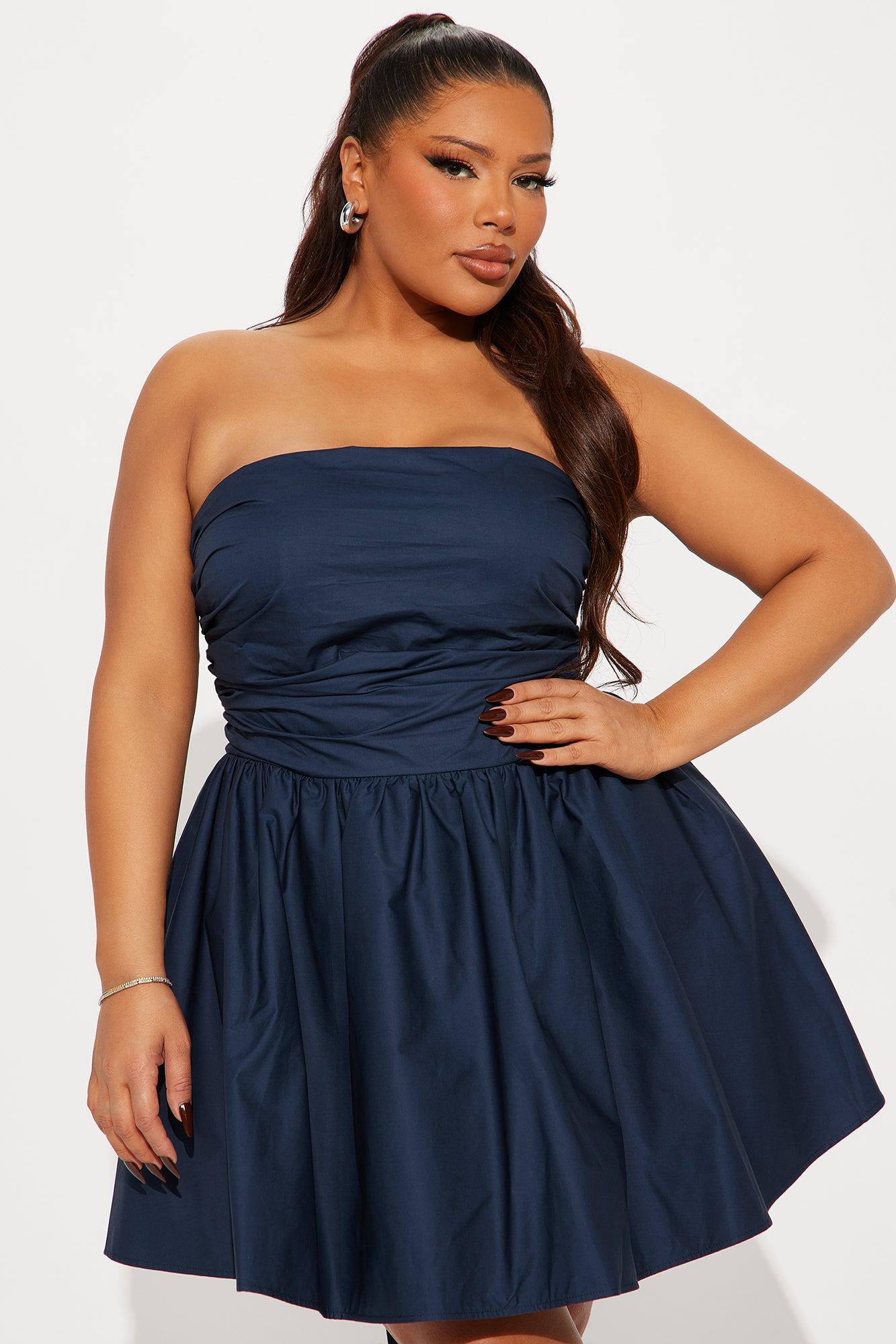 Florence Poplin Mini Dress - Navy Product Image