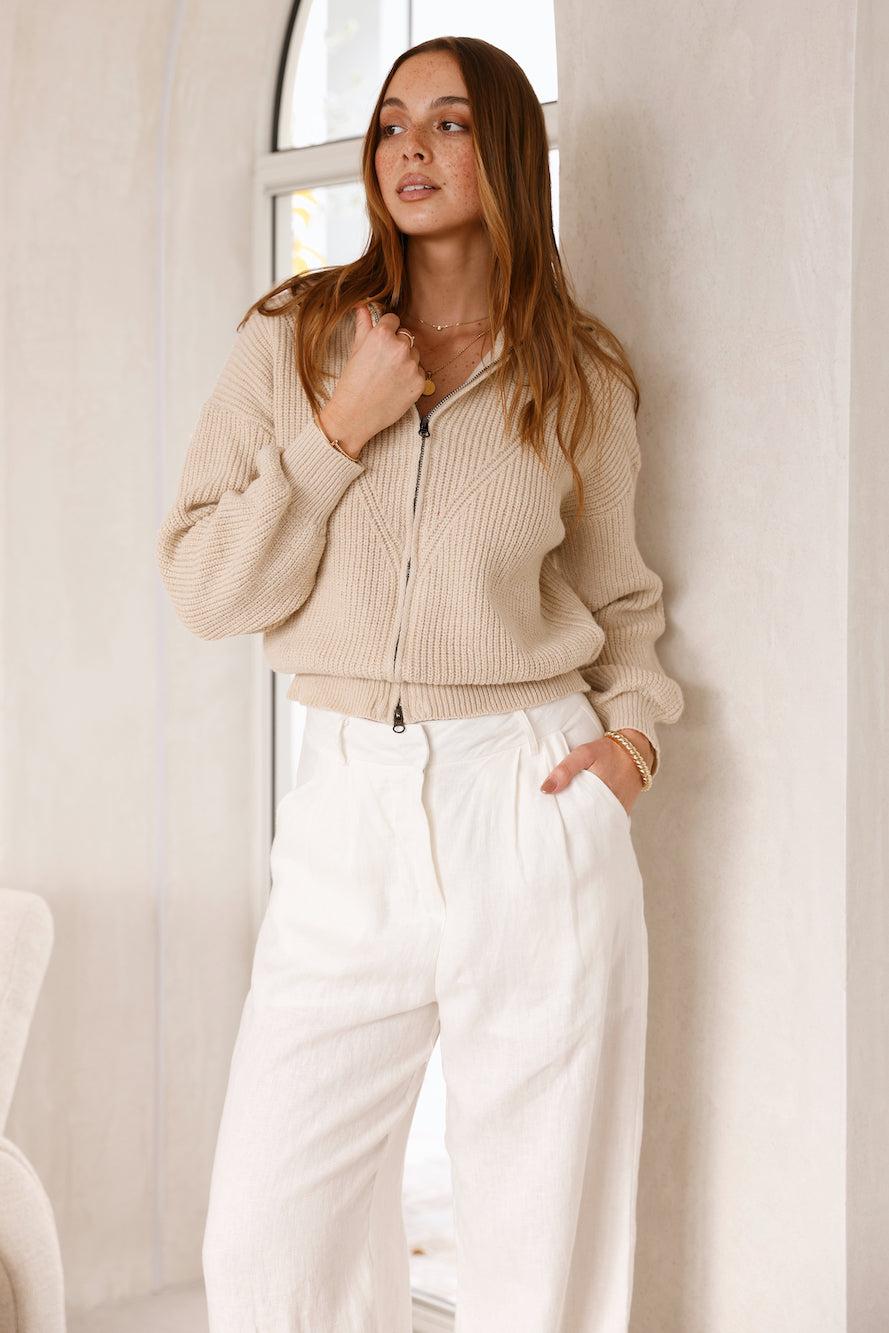 Lyla Knit Jumper Beige Product Image