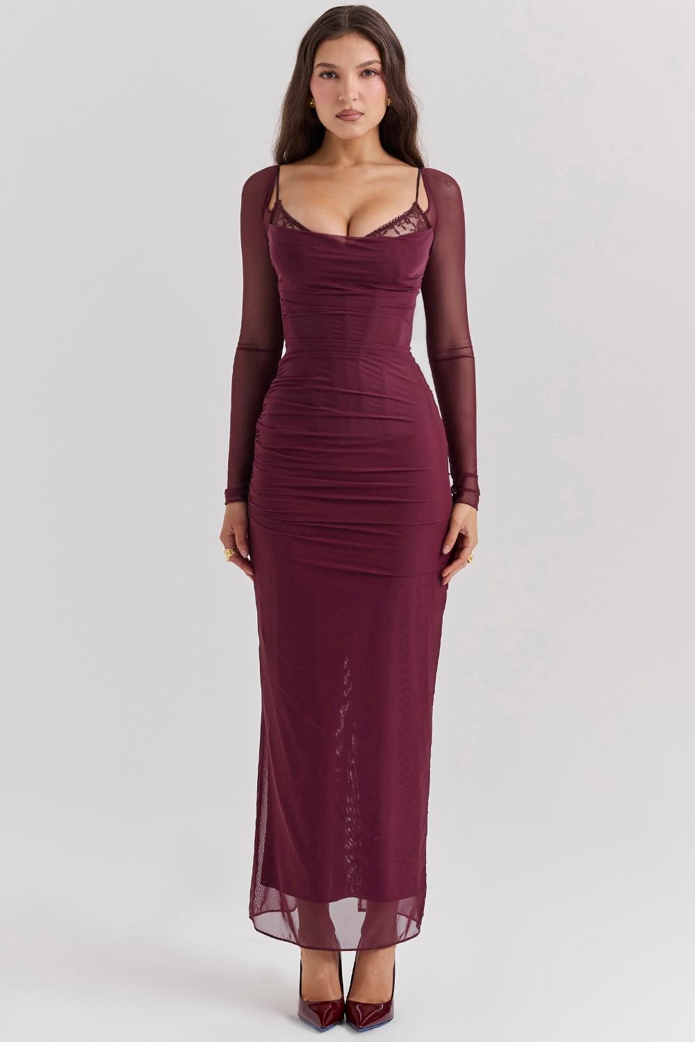 Katarina  wine maxi dress Product Image
