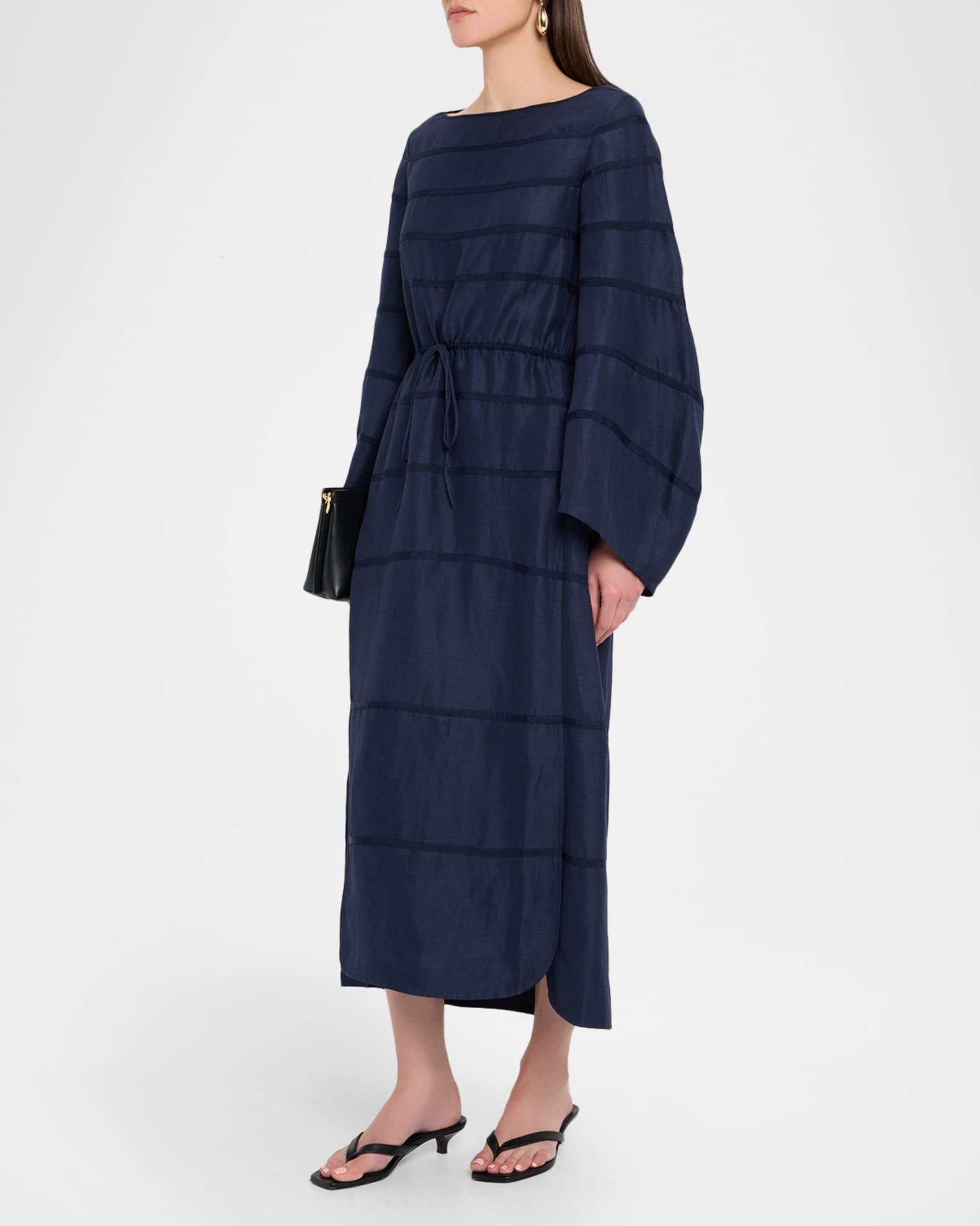 Ribbon Striped Midi Caftan Dress Product Image