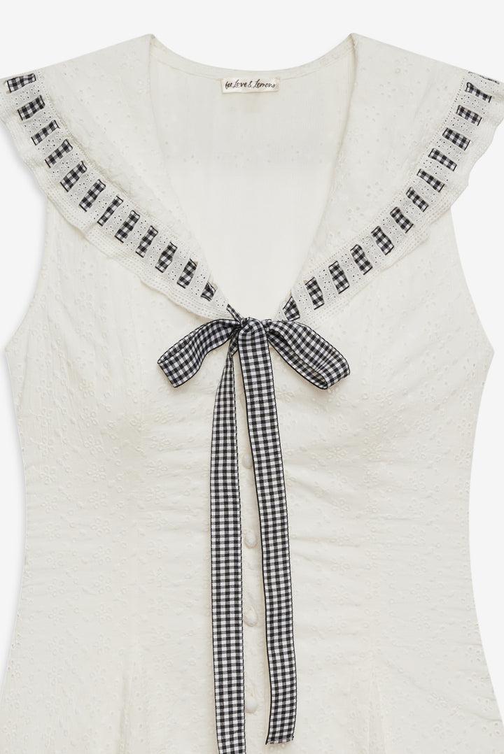 Rosie Ribbon Mini Dress — White Product Image