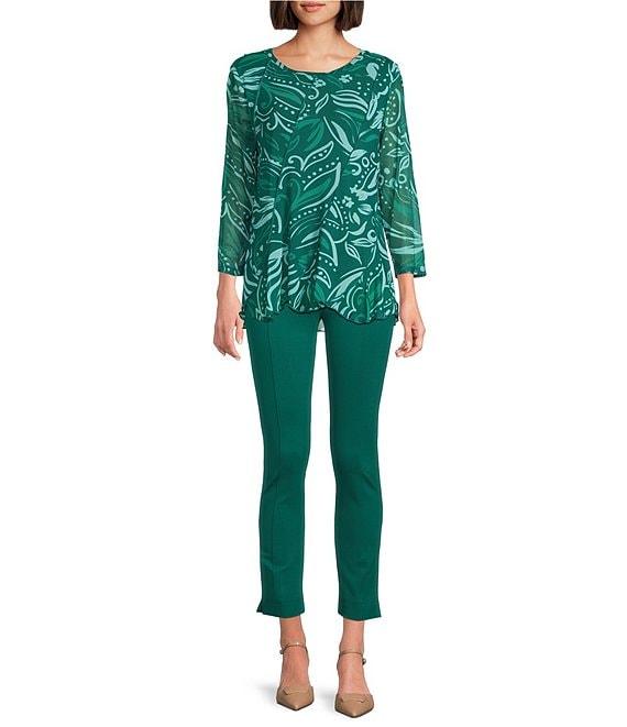 Slim Factor by Investments Coordinating Stretch Ponte Knit Ankle Skinny Pants Product Image