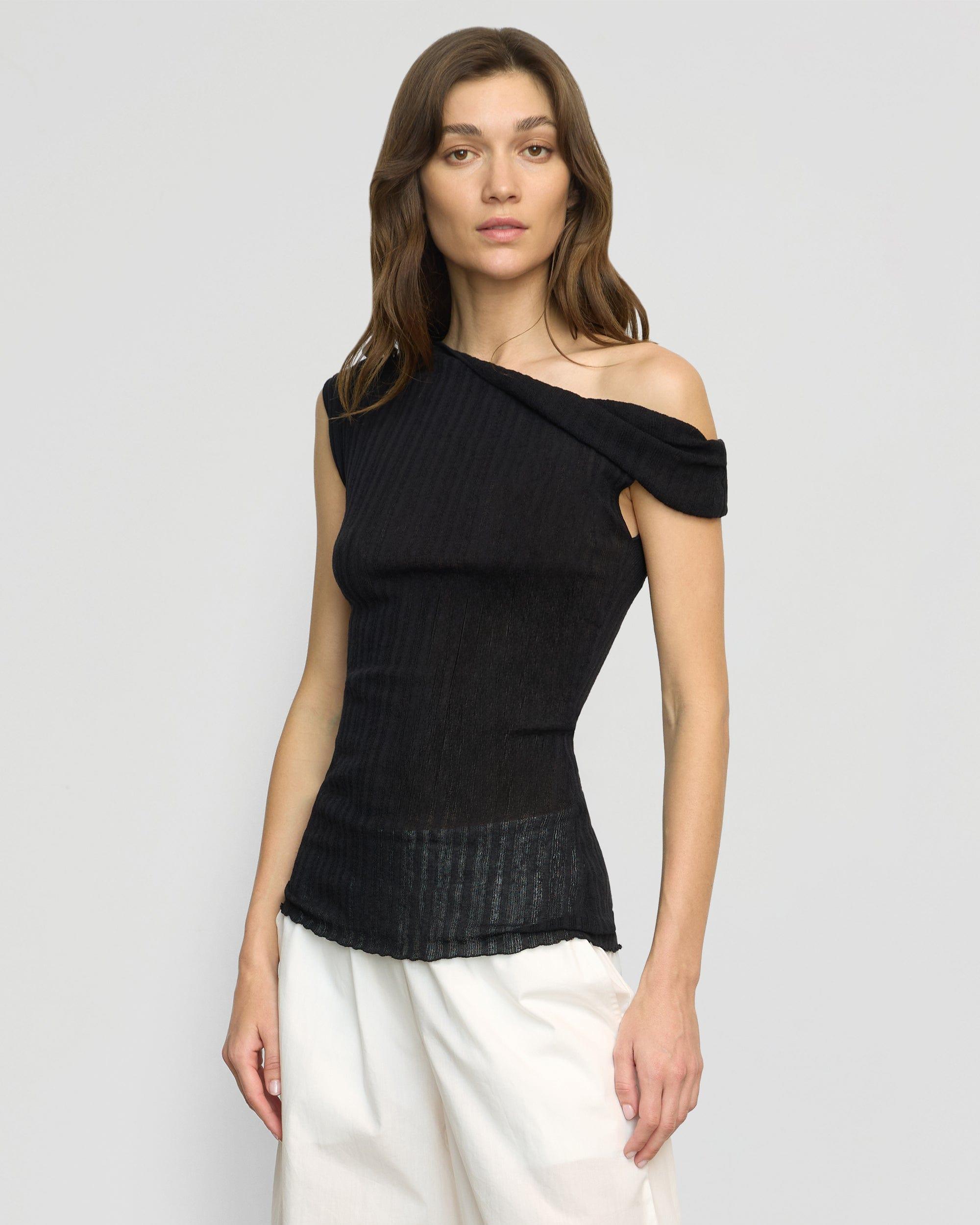 Saba Off-Shoulder Semi-Sheer Knit Top Product Image