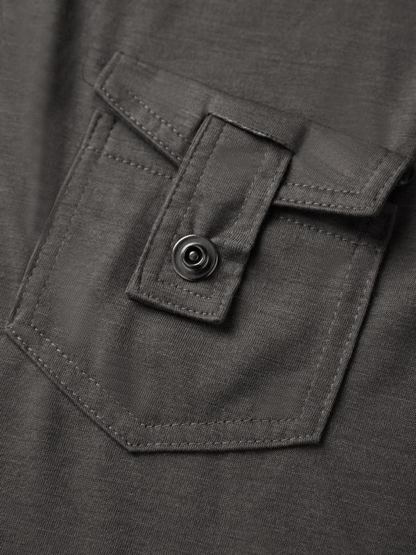 Solid V Neck Pocket Cropped Short Sleeve Tee Product Image