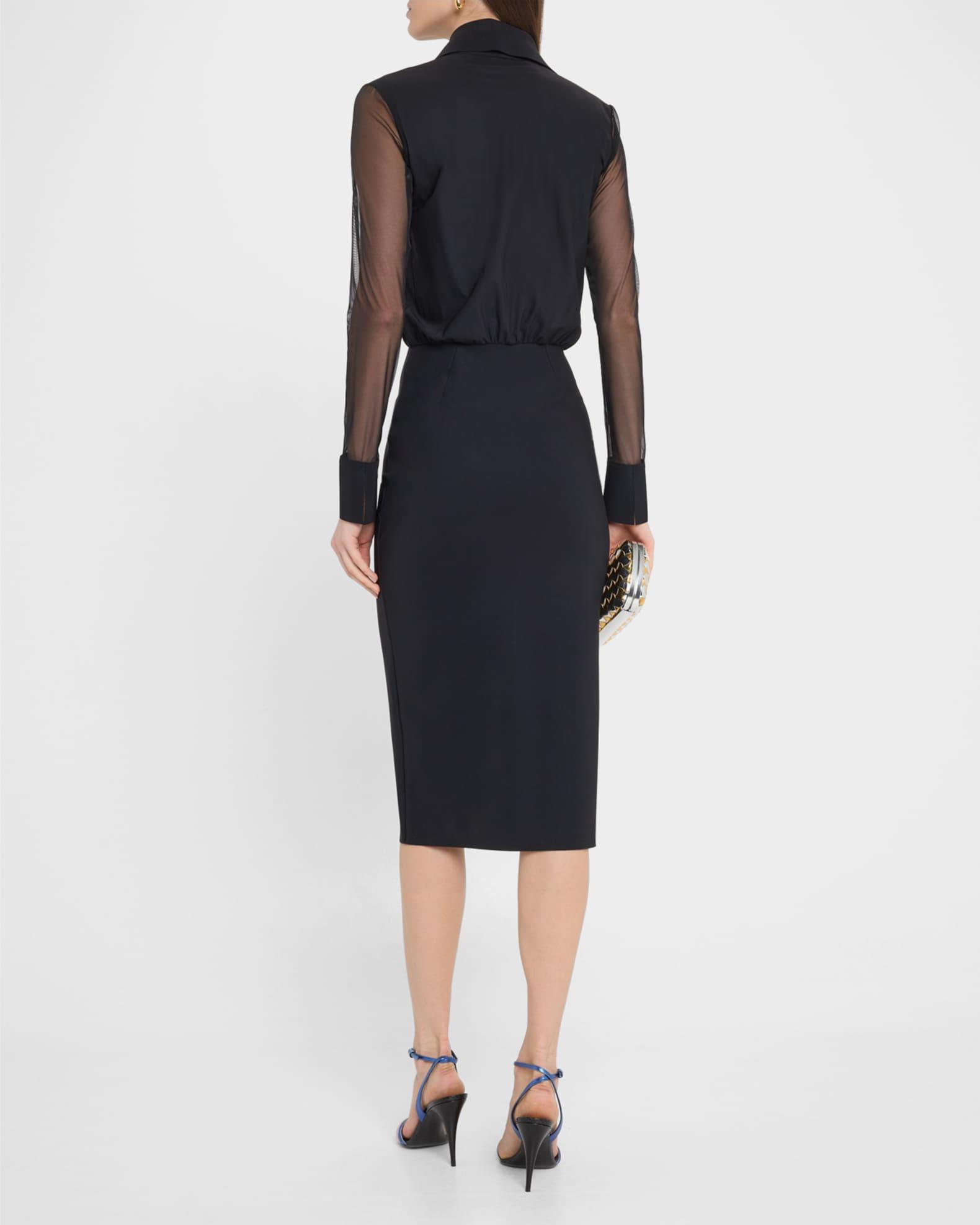 Illusion-Sleeve Bodycon Dress Product Image