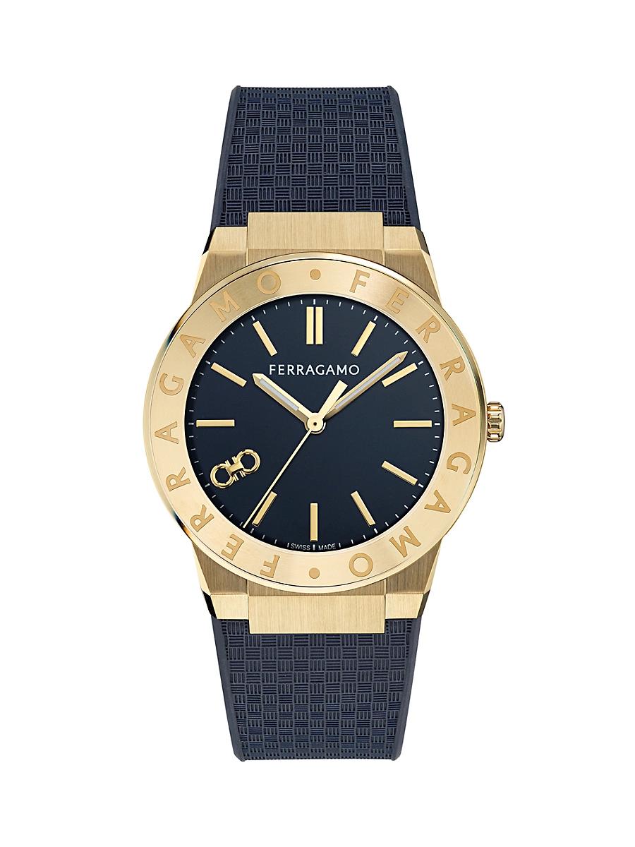 Mens Sapphire Logo IP Gold & Polyurethane Strap Watch/41MM Product Image