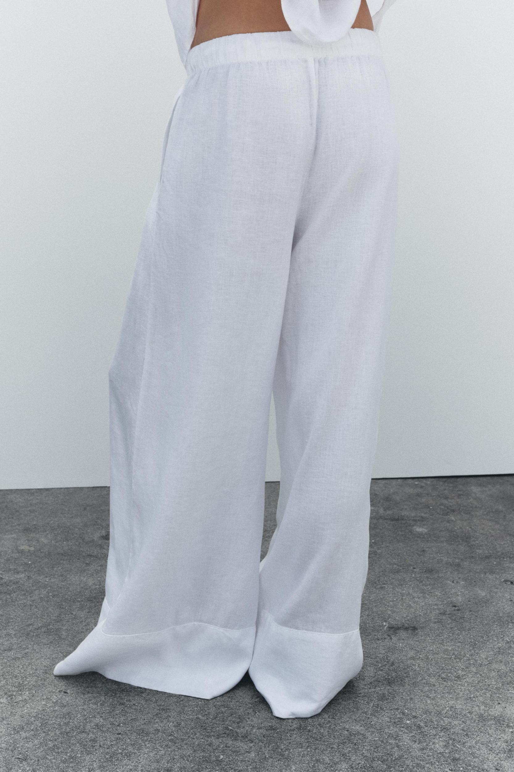 100% LINEN PALAZZO PANTS ZW COLLECTION Product Image