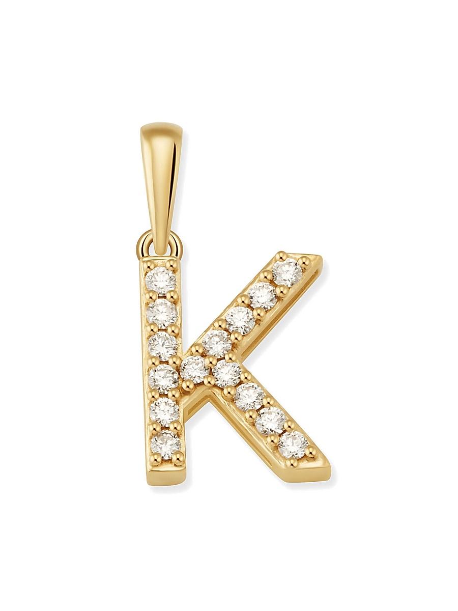 Womens 14K Yellow Gold Luxe Letter Diamond Initial Pendant Charm Product Image