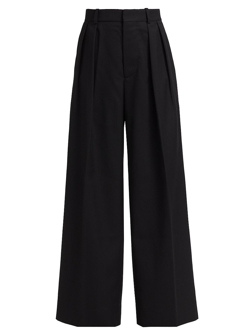 Womens Pleated Wool High-Rise Trousers Product Image