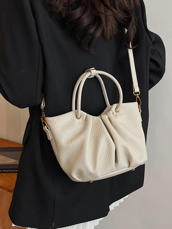 Pleated Solid Color Zipper Crossbody Bags Handbags Product Image