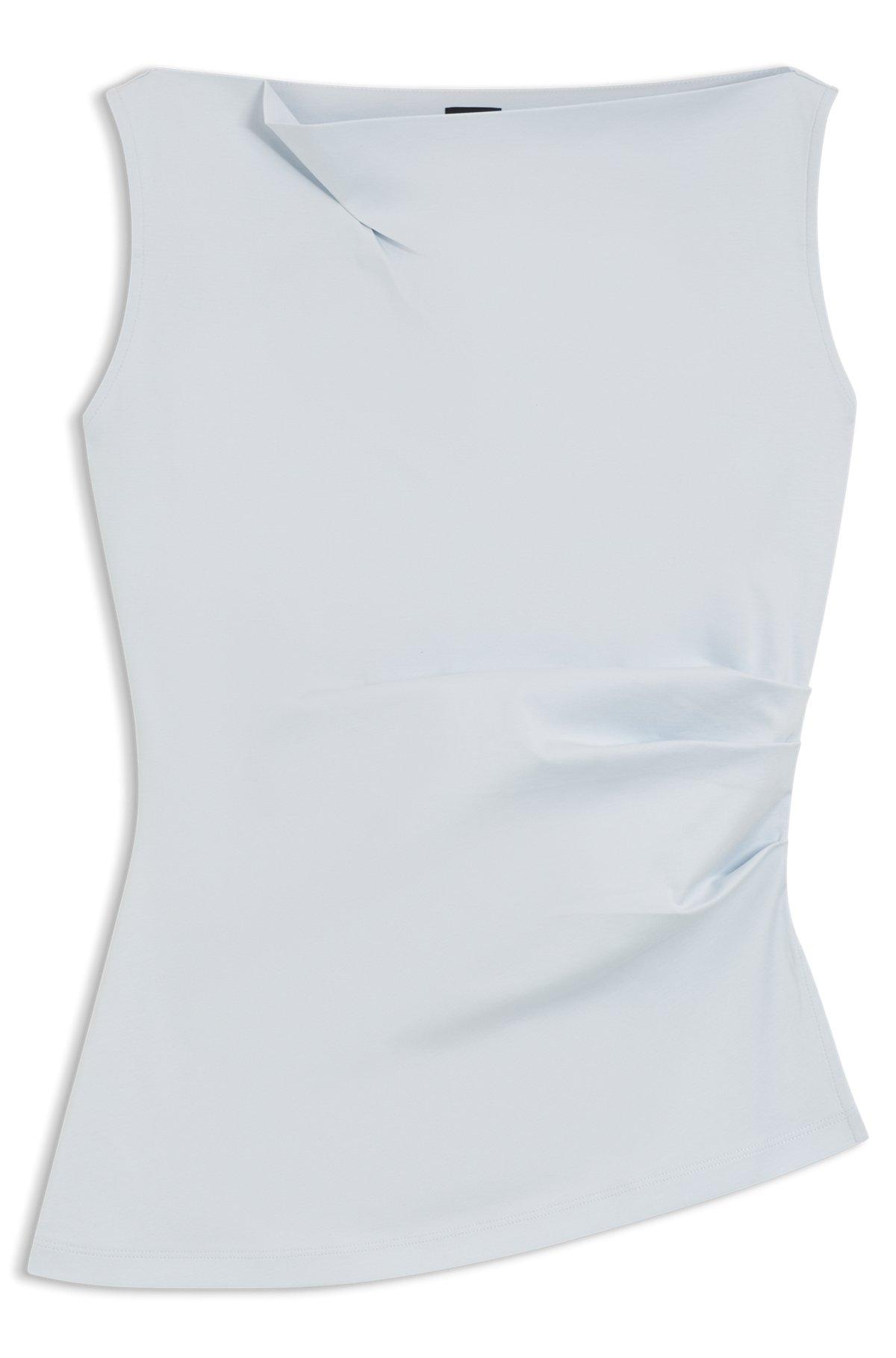 Cowl-neck asymmetric top in mercerized cotton Product Image
