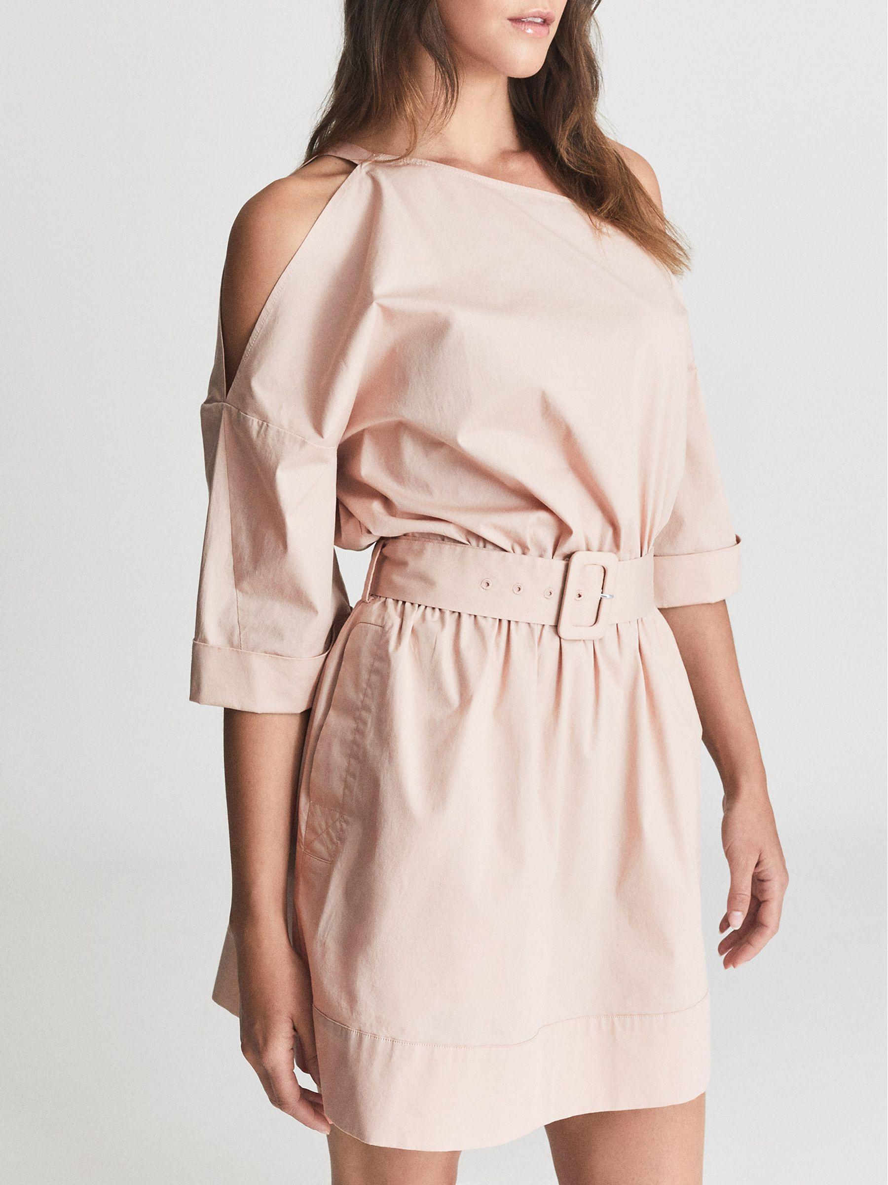 One Shoulder Mini Dress in Nude Product Image